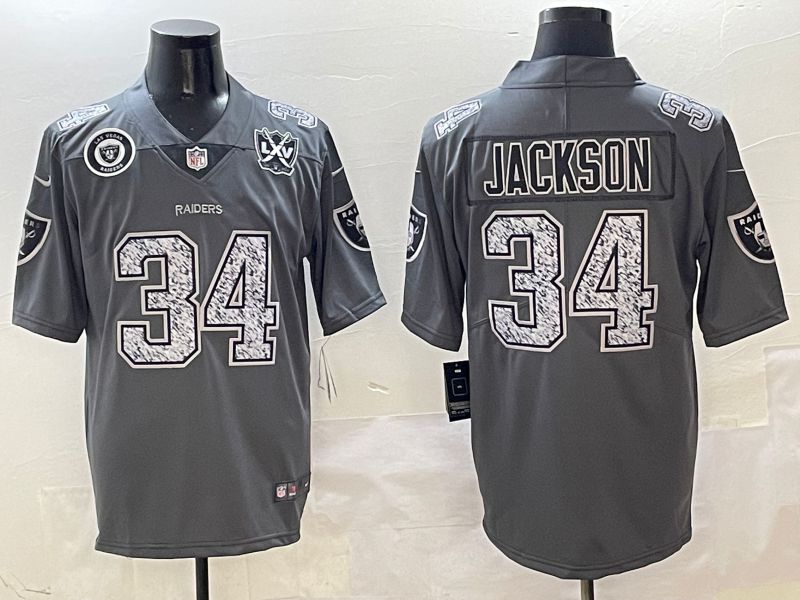 Men Oakland Raiders #34 Jackson Grey Nike 2025 Limited NFL Jersey style 4->oakland raiders->NFL Jersey